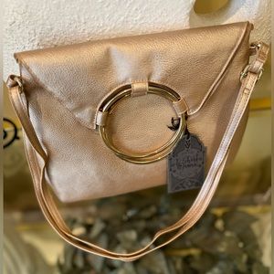 A Beautiful Blush Gold Faux Leather Crossbody Bag & Wristlet